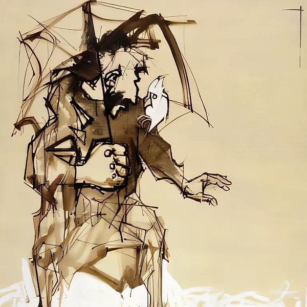 Trace. From the triptych «Robinson`s Everyday Life», 1993, canvas, oil, acrylic, 170x150. Author`s property