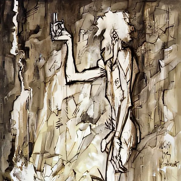 Naked in the Mountains. From the triptych «Robinson`s Everyday Life», 1993, canvas, acrylic, oil, 170x150. Author`s property