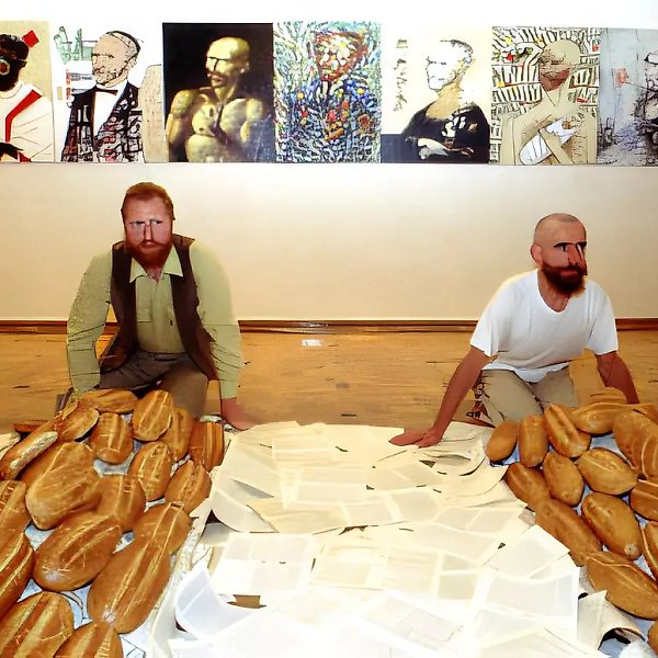 Our Daily Bread. Installation, 1997, book pages, bread, 30x50, $230. Author`s property
