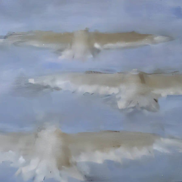 Big Birds, 1997, cardboard, oil, 75x97 Author's property