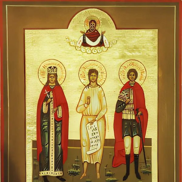 Family icon. Chosen saints, 1997, egg tempera on gold, analoy size. A. Lavrin