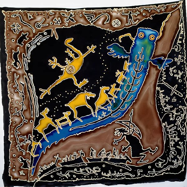 Вечный поход II, 1995, батик, батист, 75x75. Собственность автора, $300