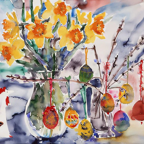 复活节静物,1993年,纸本,水彩,36×50,作者自藏。不出售。