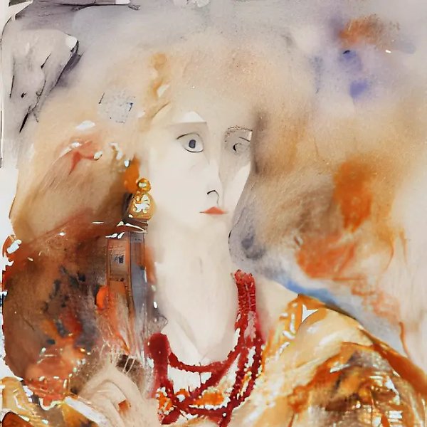 自画像。致敬罗塞蒂,1996年,纸本,水彩,65x48厘米。作者自藏。不出售。