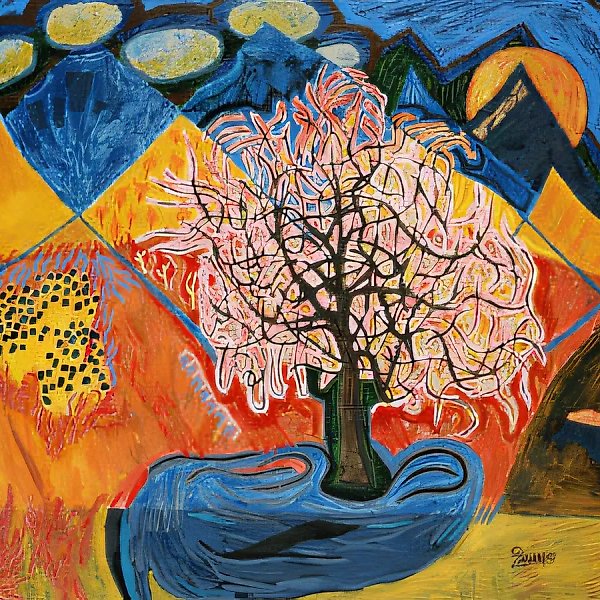 Вишня весной, 1996,  холст, масло,  80 х 100