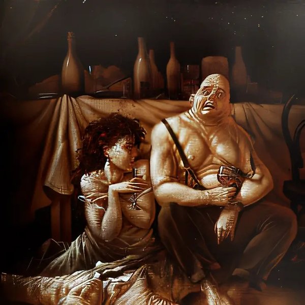 醉酒，1994年，布面油画，120×100，《伏特加》杂志收藏，俄罗斯