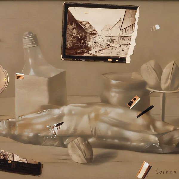 静物画 N 2，1996年，布面油画及拼贴，35.5 x 50.5 厘米