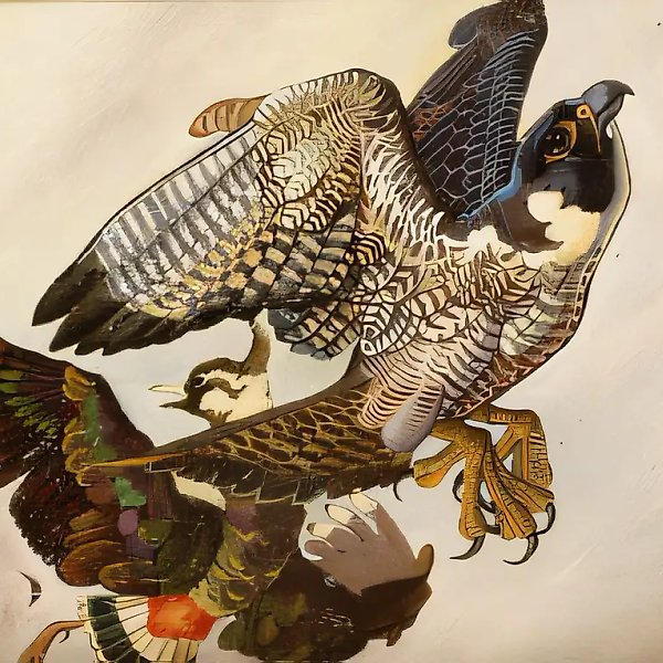 Peregrine Falcon, 1996, canvas, oil, 45x70