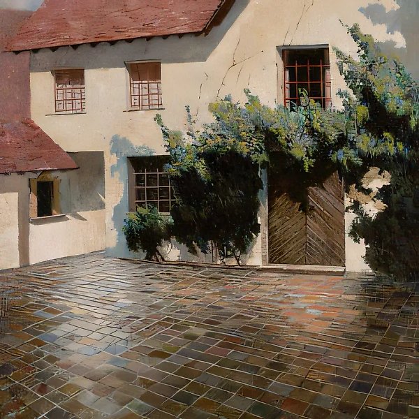 Монастырский дворик., 1997,  холст, масло,  60 х 60