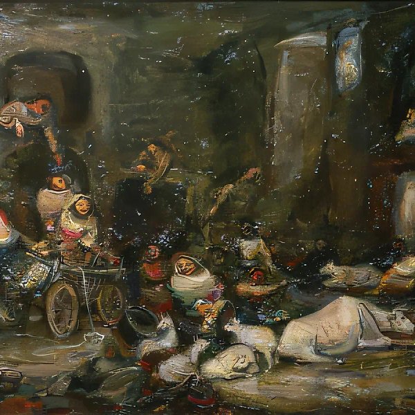 Переселенцы., 1996,  холст, масло,  80 х 100