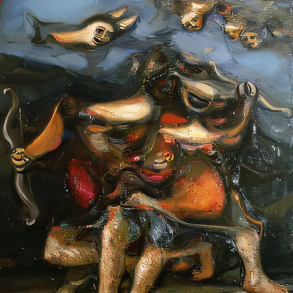 Убегающие Амуры, 1997, холст, масло, 132 х 110