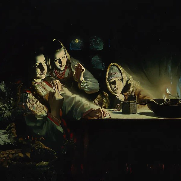 Fortune-telling with candles. Christmas-tide, 1991, oil on canvas, 80x100