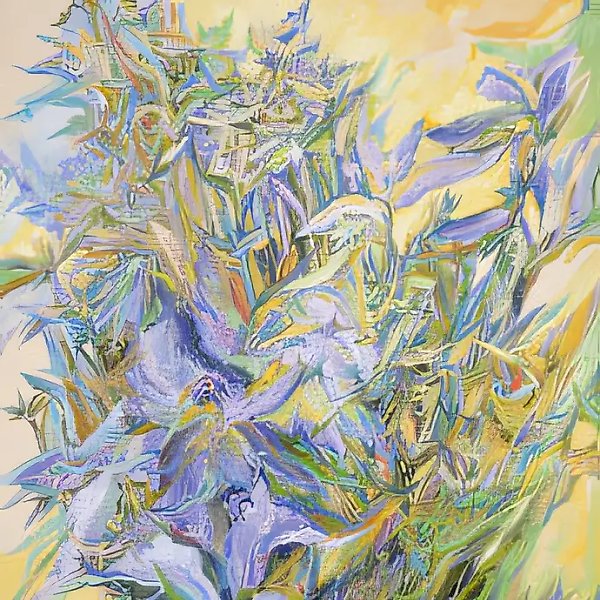 Ирисы, 1997, бумага, акрил, 65x50