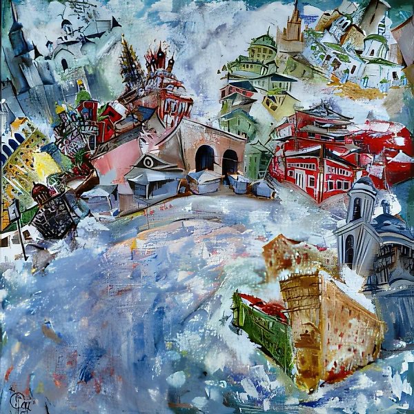 Taganka. From the Cycle "On Seven Hills", 1997, oil on canvas, 100x100