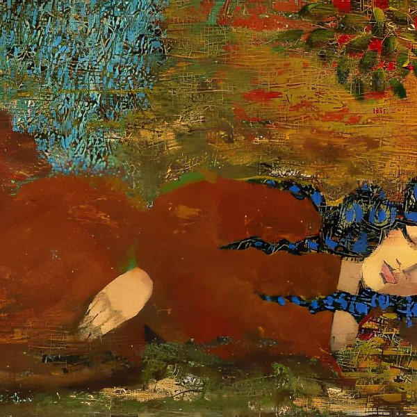 「夕阳映红了少女的衣裙」，1997年，纸本、丙烯、金色薄膜，33×53厘米