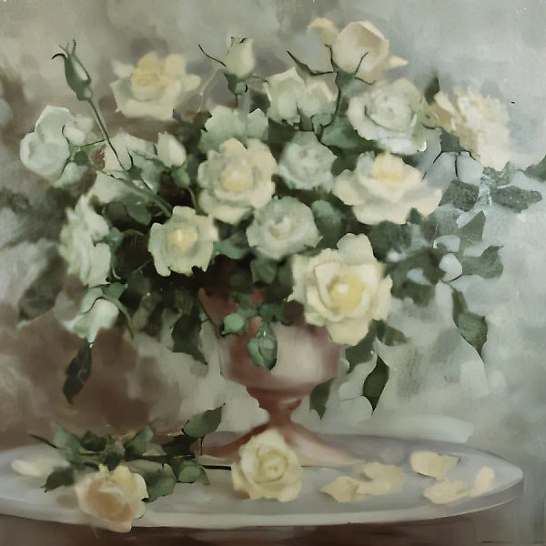 White Roses, 1997, canvas, oil, 80x90