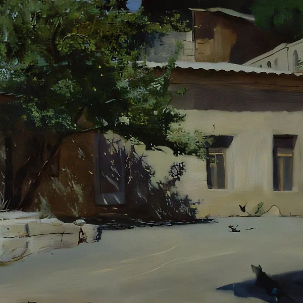 克里米亚庭院，1997年，硬纸板，油画，23x33厘米
