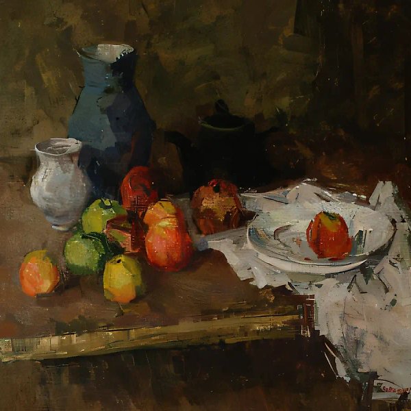 Apples on the Table, 1988, canvas, oil, 69x79