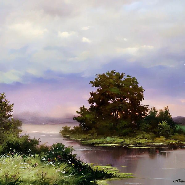 Island on the Volga, 1997, canvas, oil, 50x60. Author`s property