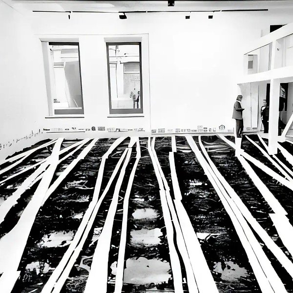 Ларьки Москвы над черной грязью, 1994, Инсталляция, грязь, 200 м2, ч/б фото, 300шт. (20 х 30) Галерея "Риджина"