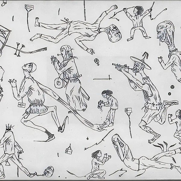 Странные люди и мальчики, 1994, бумага, карандаш, 42x29,8. Собственность автора