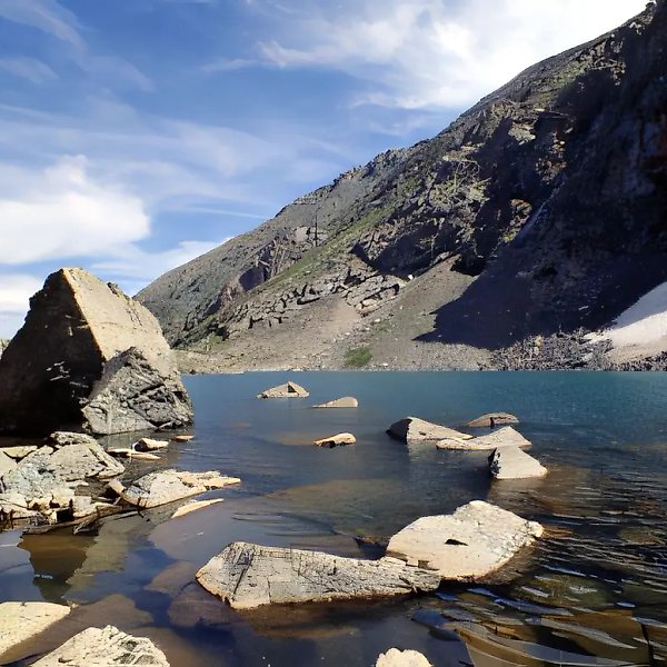 Lake. Ivanovsky Ridge. Western Altai, 1998, colour photograph, 24x36. Author`s property