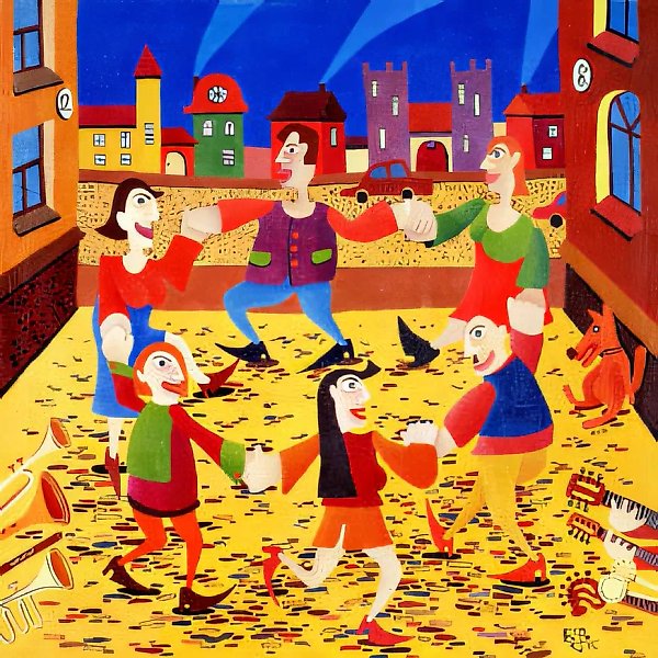 Танец, 1997, холст, масло, 70x70. Частная коллекция, США