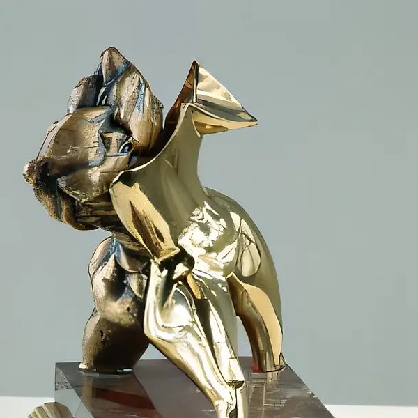Heteromutation. From the Cycle "Androgenes", 1997, polished bronze, coloured, gilded, gabbro, 18x12x11