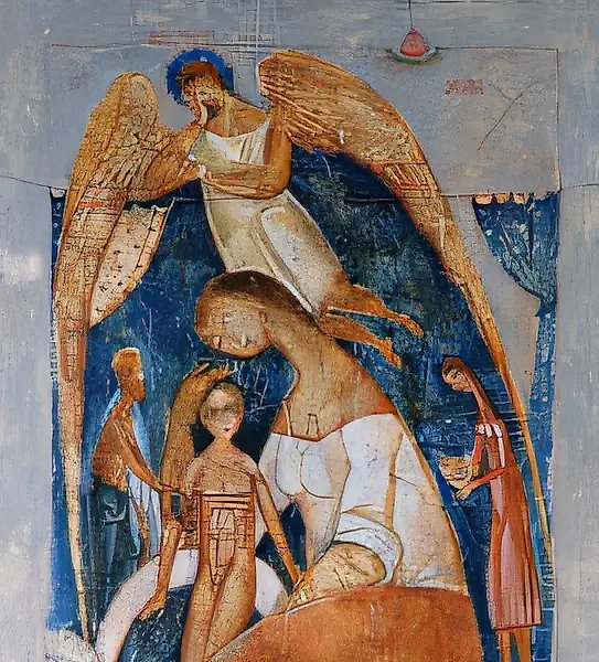Купание., 1996, холст, темпера, масло, 130 х 80