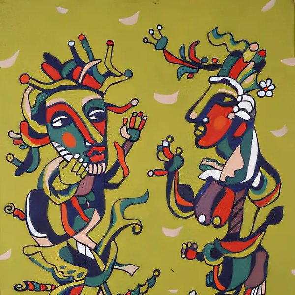 A Talk, 1995, board, tempera, 70x50