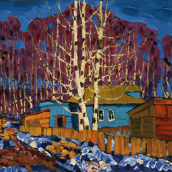 姆斯捷拉。蓝色的春天，1994年，布面油画，80 x 90