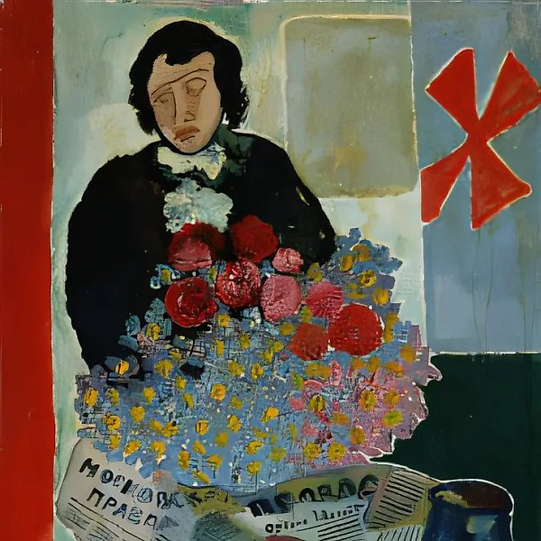 Girl with Flowers, 1998, canvas, oil, 100x80
