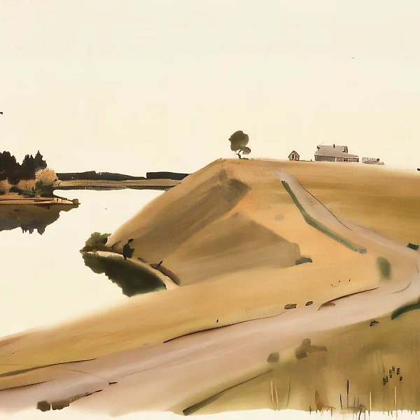 Летний вечер на реке., 1995, бумага, акварель, 50 х 65