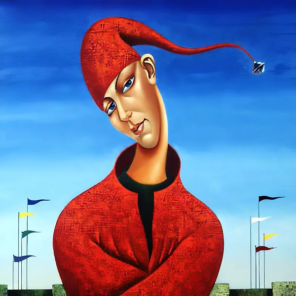某处的节日，1990年，布面油画，90×100 厘米，作者所有