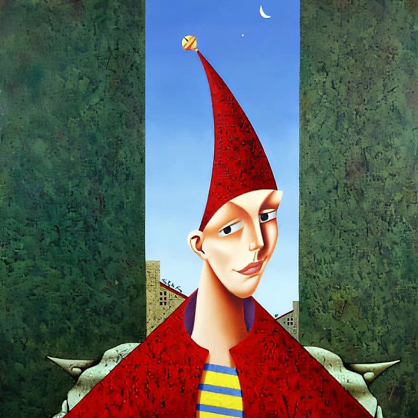 在小巷里，1997年，布面油画，110×110厘米，作者自藏