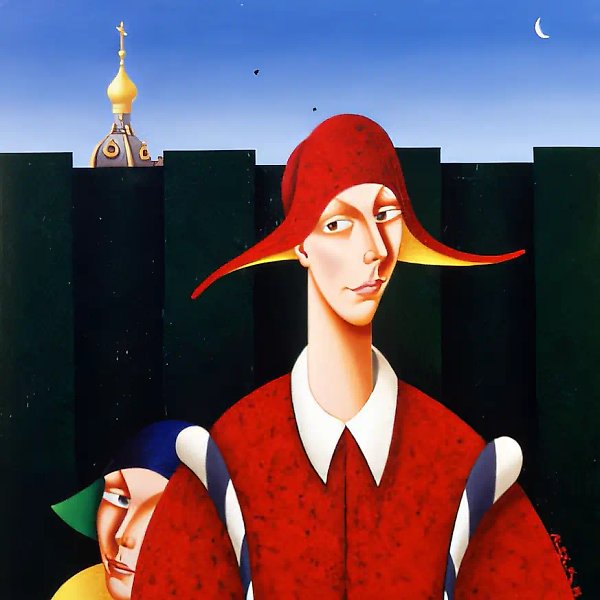 散步，1998年，布面油画，100x100，作者收藏
