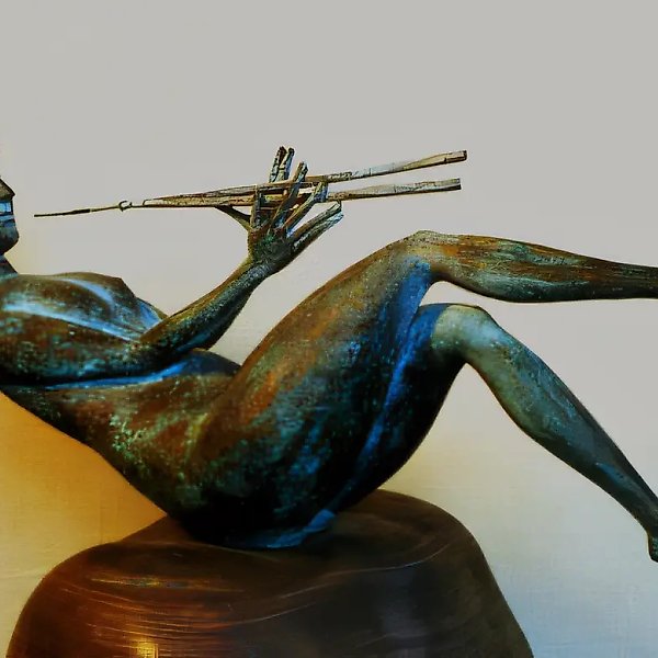 Пастораль, 1998, литьё, бронза, камень, h=25, l=38. Собственность автора