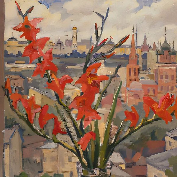 Гладиолусы., 1969, холст, масло, 80х45