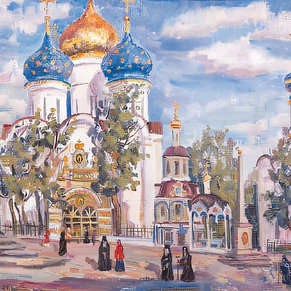 圣三一谢尔盖修道院，1991年，布面油画，50×70
