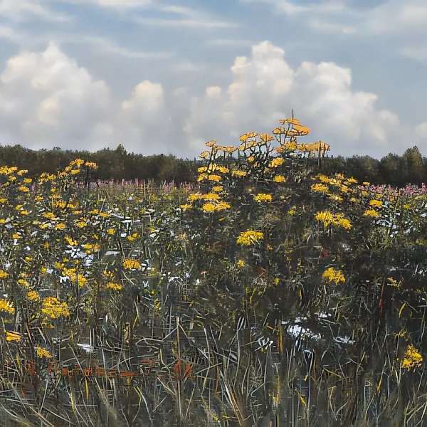 Поле с кустами. Озёра, 1998, картон, пастель, 58,7x88,5