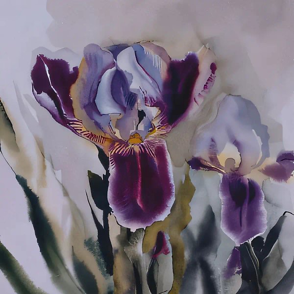 鸢尾花，1989年，纸本，水彩，40×30厘米