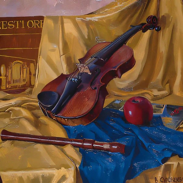 静物与小提琴，1998年，布面油画，50×60厘米
