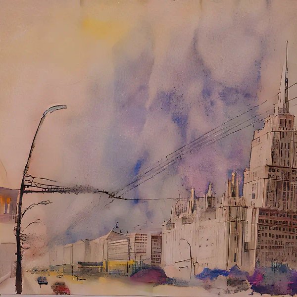 Moscow, Kutuzovsky Prospekt, 1998, paper, watercolour, 36x48. Private collection, Switzerland