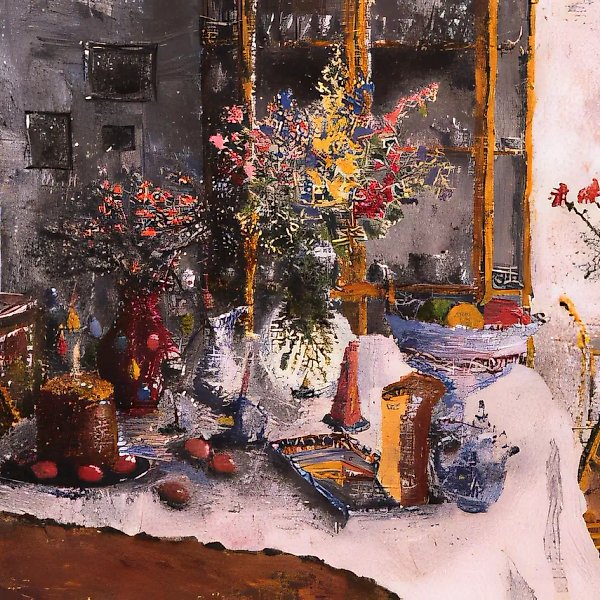 复活节静物,1994年,纸板,油画,50x69,作者自藏,非卖品