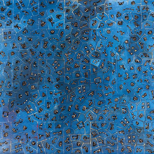 Знаки и тени. Ночь, 2000, холст, смешанная техника, 60x70