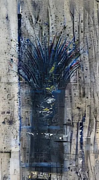 Palm I., 2000, paper, watercolour, mixed media, 110x45