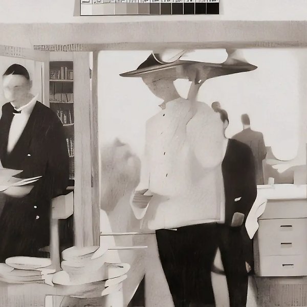 城市纪实系列。《沉思-1》，1995年，铅笔，50×85厘米。