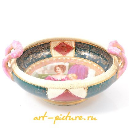 Royal Vienna Porcelain, Royal Vienna bowl with twin handles.