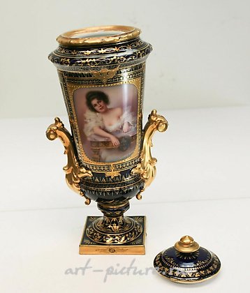 Royal Vienna Porcelain, Royal Vienna Hand Painted Porcelain Urn