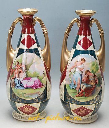 Royal Vienna Porcelain, A fabulous pair of late 19th / early 20th century Royal Vien...